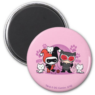 Chibi Harley Quinn & Chibi Catwoman mit Katzen Magnet