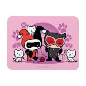 Chibi Harley Quinn & Chibi Catwoman mit Katzen Magnet (Horizontal)
