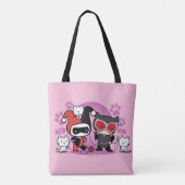 Chibi Harley Quinn & Chibi Catwoman mit Katzen Tasche (Rückseite)