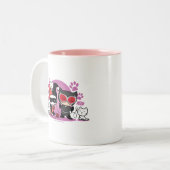 Chibi Harley Quinn & Chibi Catwoman mit Katzen Zweifarbige Tasse (Vorderseite Links)