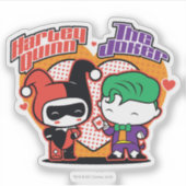 Chibi Harley Quinn & Chibi Joker Hearts Aufkleber (Vorderseite)