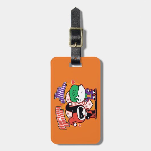 Chibi Harley Quinn & Chibi Joker Hearts Gepäckanhänger (Vorderseite vertikal)