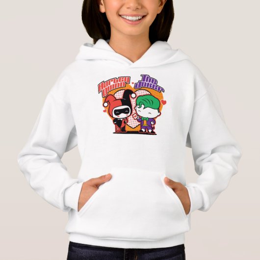 Chibi Harley Quinn & Chibi Joker Hearts Hoodie (Vorderseite)
