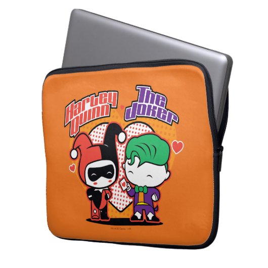 Chibi Harley Quinn & Chibi Joker Hearts Laptopschutzhülle (Vorderseite Links)
