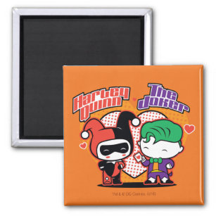 Chibi Harley Quinn & Chibi Joker Hearts Magnet