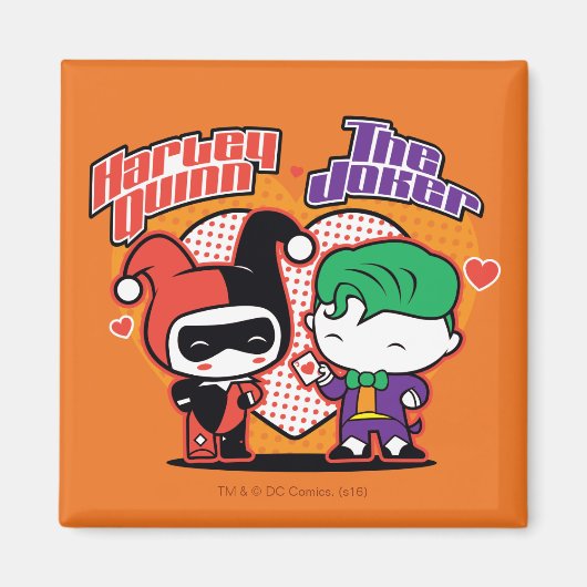 Chibi Harley Quinn & Chibi Joker Hearts Magnet (Vorne)