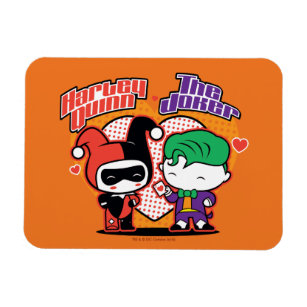 Chibi Harley Quinn & Chibi Joker Hearts Magnet