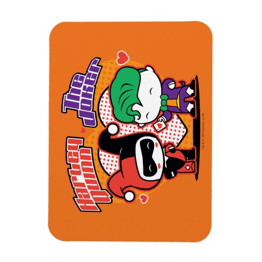 Chibi Harley Quinn & Chibi Joker Hearts Magnet (Vertikal)