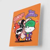Chibi Harley Quinn & Chibi Joker Hearts Quadratische Wanduhr (Winkel)