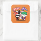 Chibi Harley Quinn & Chibi Joker Hearts Quadratischer Aufkleber (Tasche)