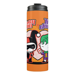 Chibi Harley Quinn & Chibi Joker Hearts Thermosbecher