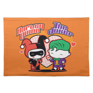 Chibi Harley Quinn & Chibi Joker Hearts Tischset