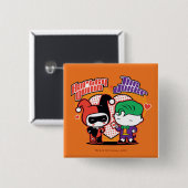 Chibi Harley Quinn & Chibi Joker Herzen Button (Vorne & Hinten)