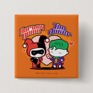 Chibi Harley Quinn & Chibi Joker Herzen Button