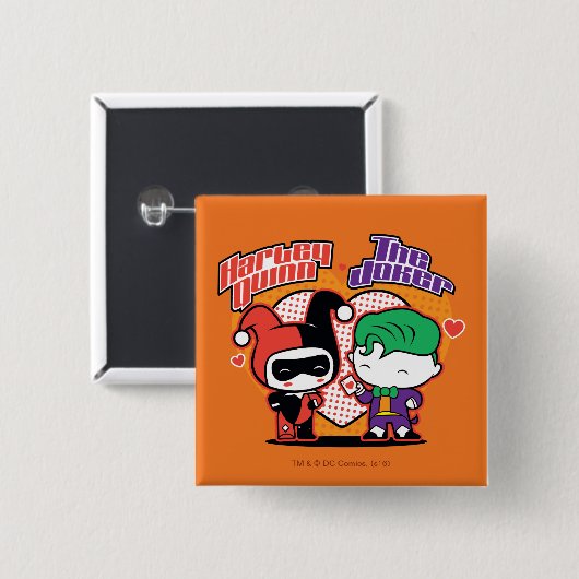 Chibi Harley Quinn & Chibi Joker Herzlich Willkomm Button (Vorne & Hinten)