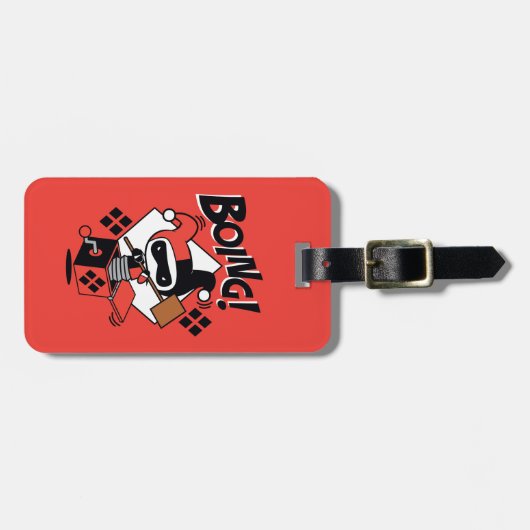 Chibi Harley-Quinn-in-A-Box mit Hammer Gepäckanhänger (Vorderseite horizontal)