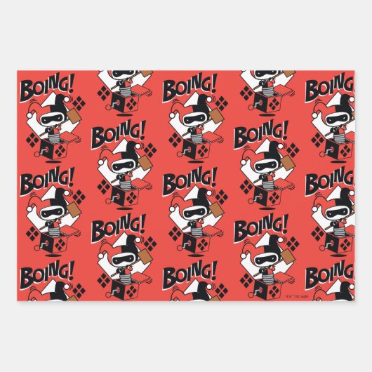 Chibi Harley-Quinn-in-A-Box mit Hammer Geschenkpapier Set (Vorderseite)