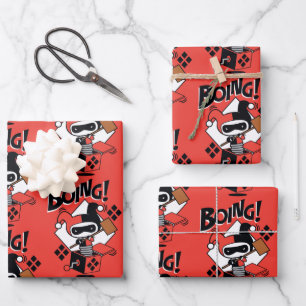 Chibi Harley-Quinn-in-A-Box mit Hammer Geschenkpapier Set