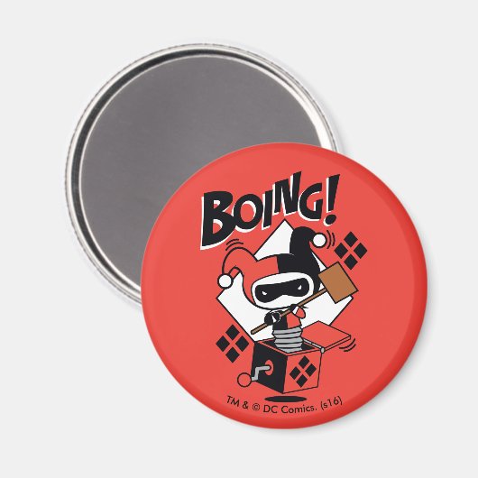Chibi Harley-Quinn-in-A-Box mit Hammer Magnet (Vorderseite/Rückseite)