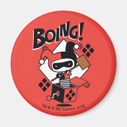 Chibi Harley-Quinn-in-A-Box mit Hammer Magnet (Vorne)