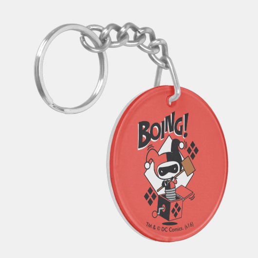 Chibi Harley-Quinn-in-A-Box mit Hammer Schlüsselanhänger (Vorderseite links)