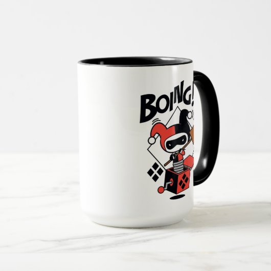 Chibi Harley-Quinn-in-A-Box mit Hammer Tasse (VorderseiteRechts)