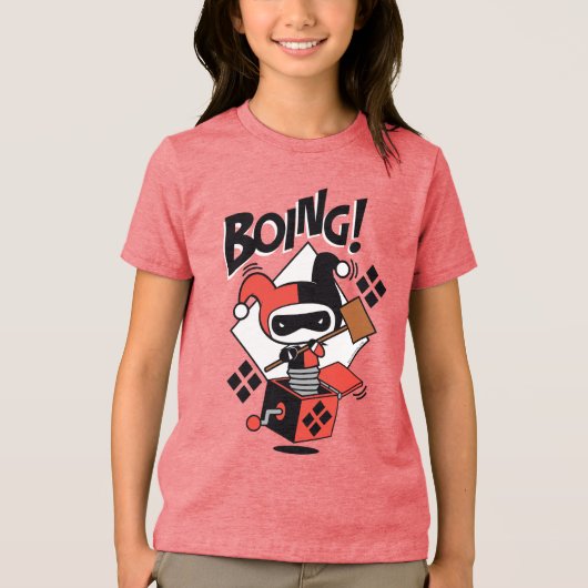 Chibi Harley-Quinn-in-A-Box mit Hammer Tri-Blend Shirt (Vorderseite)