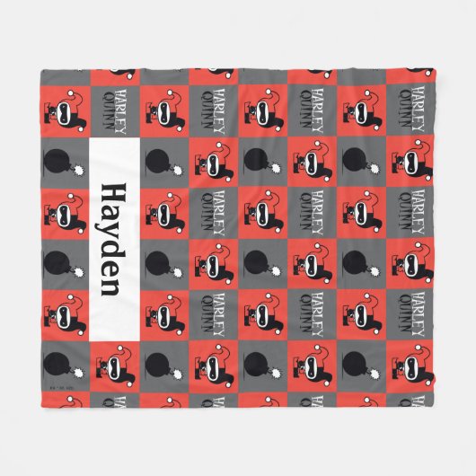 Chibi Harley Quinn Schachbrett Pattern Fleecedecke (Vorderseite (Horizontal))