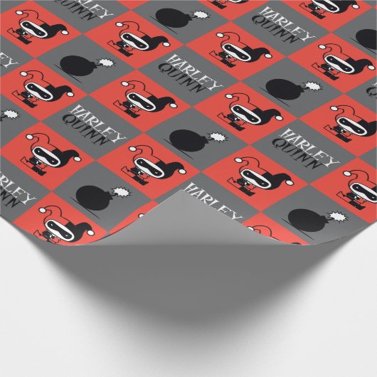 Chibi Harley Quinn Schachbrett Pattern Geschenkpapier (Ecke)