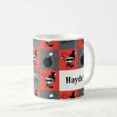 Chibi Harley Quinn Schachbrett Pattern Kaffeetasse (VorderseiteRechts)