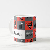 Chibi Harley Quinn Schachbrett Pattern Kaffeetasse (Vorderseite Links)