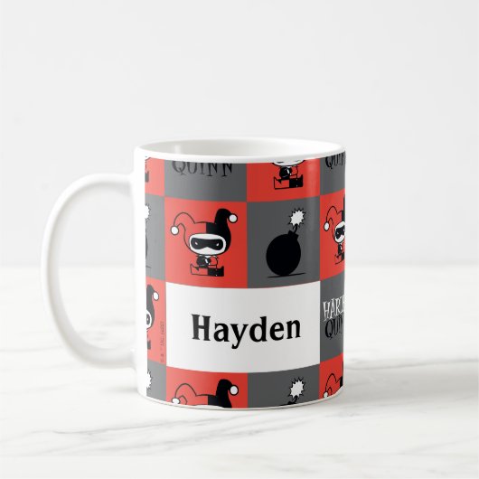 Chibi Harley Quinn Schachbrett Pattern Kaffeetasse (Links)