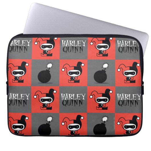 Chibi Harley Quinn Schachbrett Pattern Laptopschutzhülle (Vorderseite)