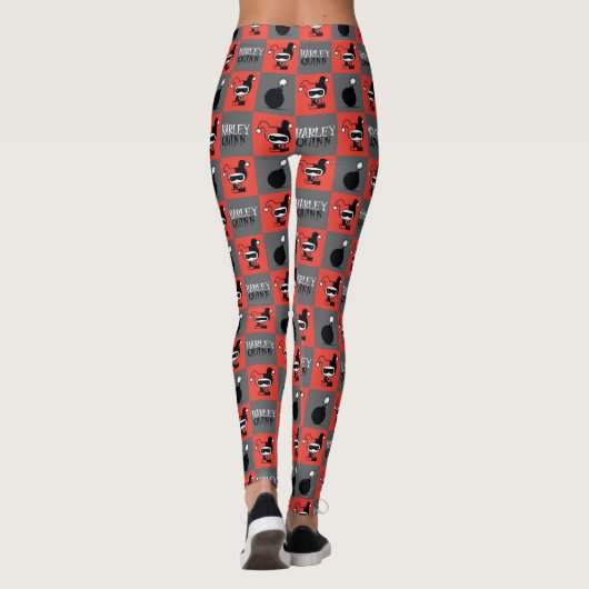 Chibi Harley Quinn Schachbrett Pattern Leggings (Rückseite)