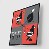 Chibi Harley Quinn Schachbrett Pattern Quadratische Wanduhr (Winkel)