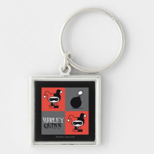 Chibi Harley Quinn Schachbrett Pattern Schlüsselanhänger