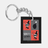 Chibi Harley Quinn Schachbrett Pattern Schlüsselanhänger (Vorderseite links)
