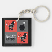 Chibi Harley Quinn Schachbrett Pattern Schlüsselanhänger (Rückseite)