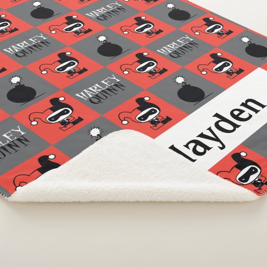 Chibi Harley Quinn Schachbrett Pattern Sherpadecke (3/4)