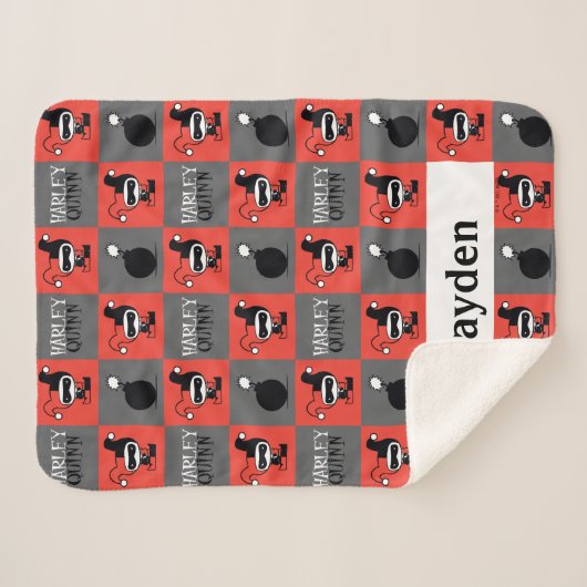 Chibi Harley Quinn Schachbrett Pattern Sherpadecke (Vorderseite (Horizontal))