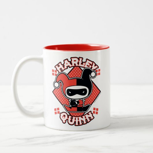 Chibi Harley Quinn Splits Zweifarbige Tasse (Links)