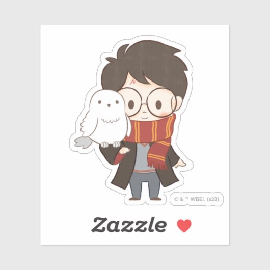 Chibi HARRY POTTER™ & Hedwig Aufkleber (Blatt)
