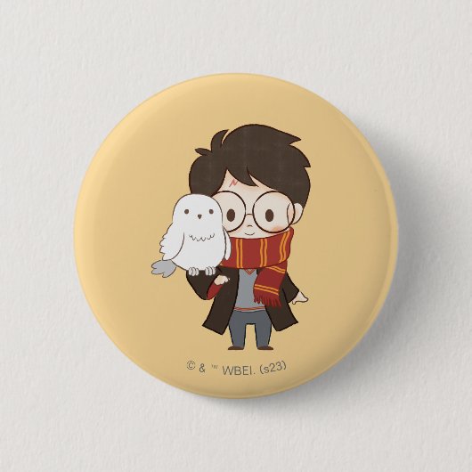 Chibi HARRY POTTER™ & Hedwig Button (Vorderseite)