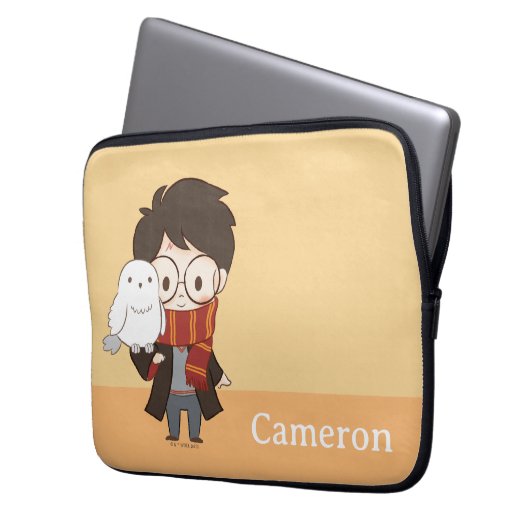 Chibi HARRY POTTER™ & Hedwig Laptopschutzhülle (Vorderseite Links)