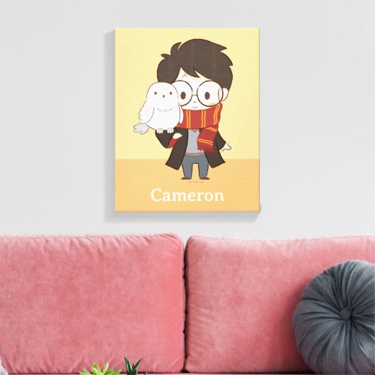 Chibi HARRY POTTER™ & Hedwig Leinwanddruck (Insitu (Wohnzimmer))