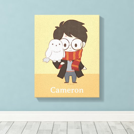 Chibi HARRY POTTER™ & Hedwig Leinwanddruck (Insitu (Holzboden))