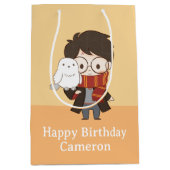 Chibi HARRY POTTER™ & Hedwig Mittlere Geschenktüte (Vorderseite)