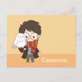 Chibi HARRY POTTER™ & Hedwig Postkarte (Vorderseite)