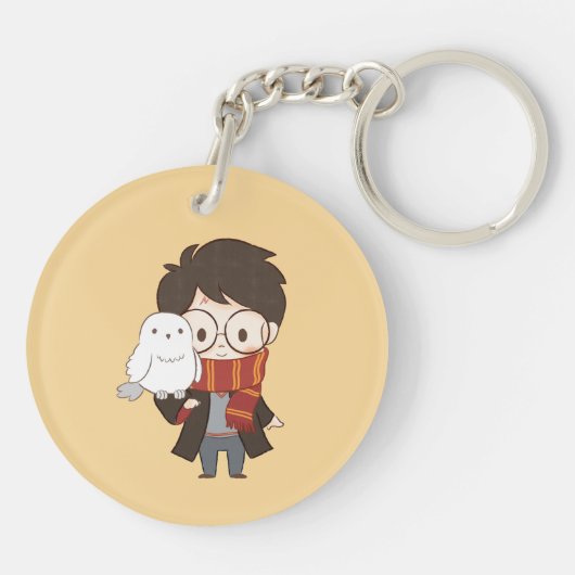 Chibi HARRY POTTER™ & Hedwig Schlüsselanhänger (Rückseite)