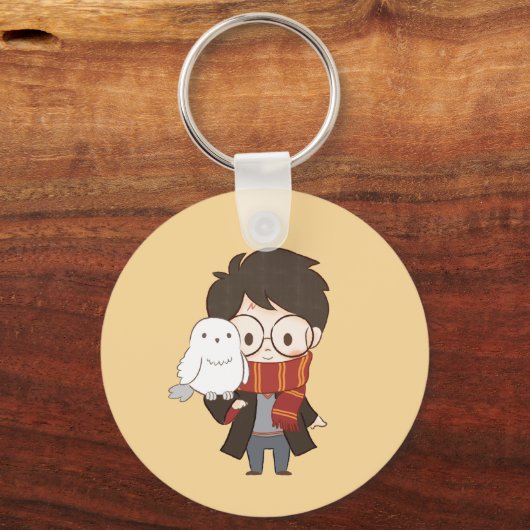 Chibi HARRY POTTER™ & Hedwig Schlüsselanhänger (Rückseite)